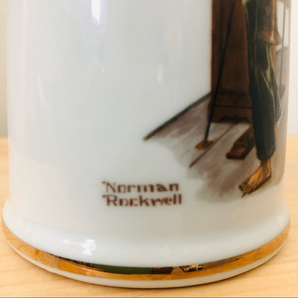 Vintage 1985 Norman Rockwell River Pilot Porcelain Mugs 2 Piece set - Picture 4 of 5